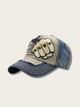 Vintage Fist Patch Japanese Denim Cap - Blue