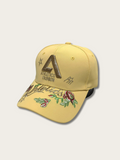 Embroidered Flower Letter Japanese Cap - Yellow