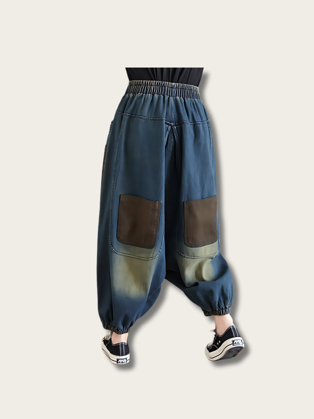 Washed Indigo Baggy Japanese Pants - XL