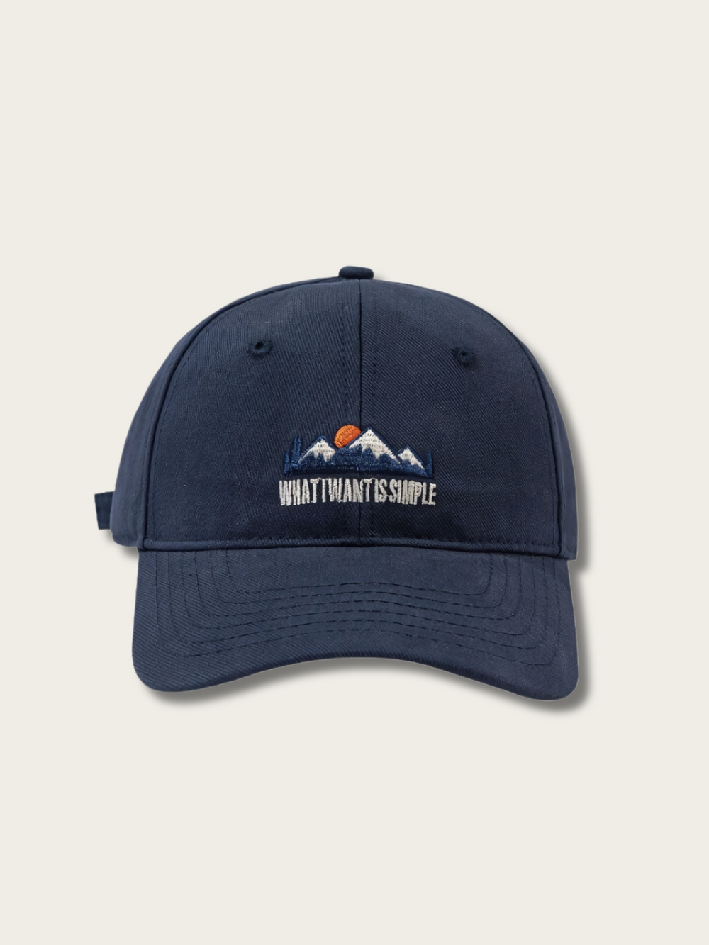 Fuji Mountain Embroidered Japanese Cap - Blue