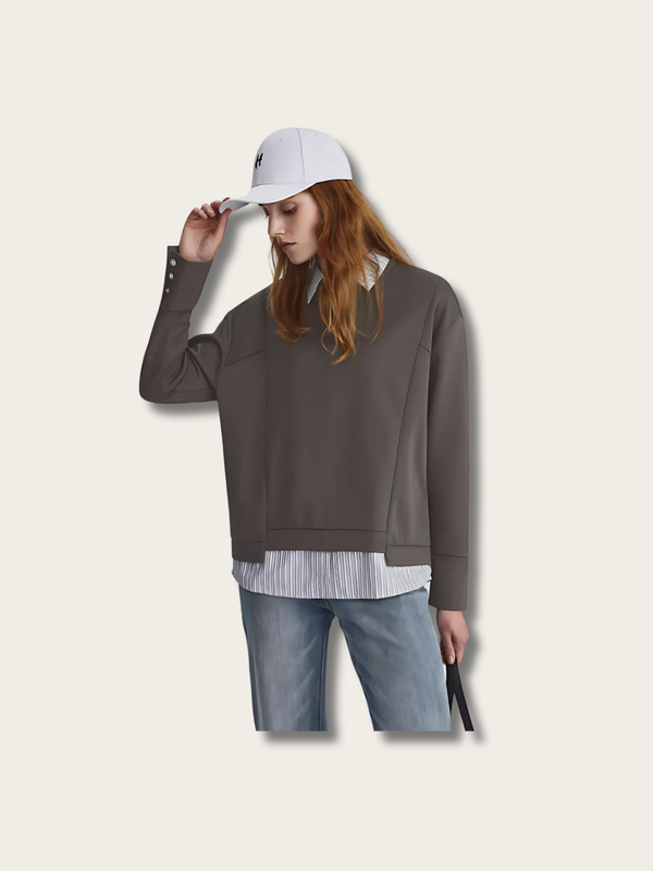 Layered Chic Mock Japanese Sweatshirt - Medium
