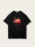 Scarlet Bloom Graphic Japanese T Shirt - Medium