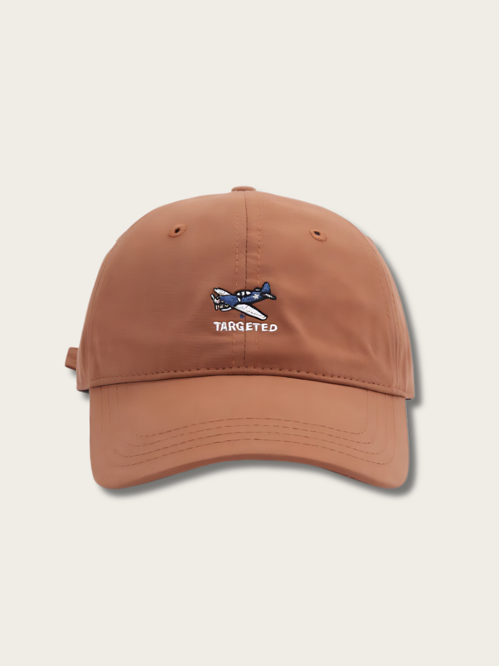 Plane Embroidered Japanese Cap - Brown