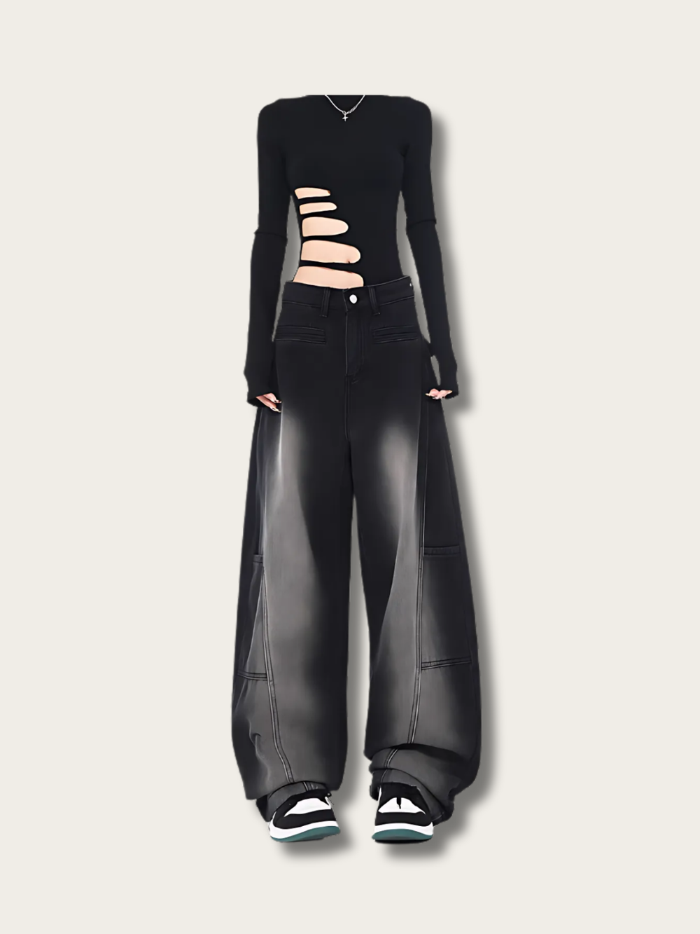 Midnight Glaze Faux Japanese Pants - Medium