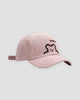 Light pink bear outline embroidered baseball cap, three-quarter view