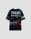 Black graffiti T-shirt, back view with FIGURE BOOM SHAKALAKA lettering