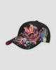 Black baseball cap embroidered with butterflies and flower vines