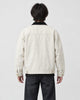 Model wearing the corduroy collar chore jacket, back view