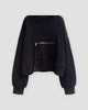 Black cropped zip pocket sweatshirt, front view