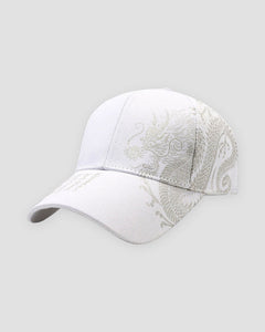 Dragon Print Baseball Cap with Calligraphy Brim