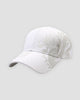 White dragon embroidered baseball cap, front view, tone-on-tone silver dragon along the crown