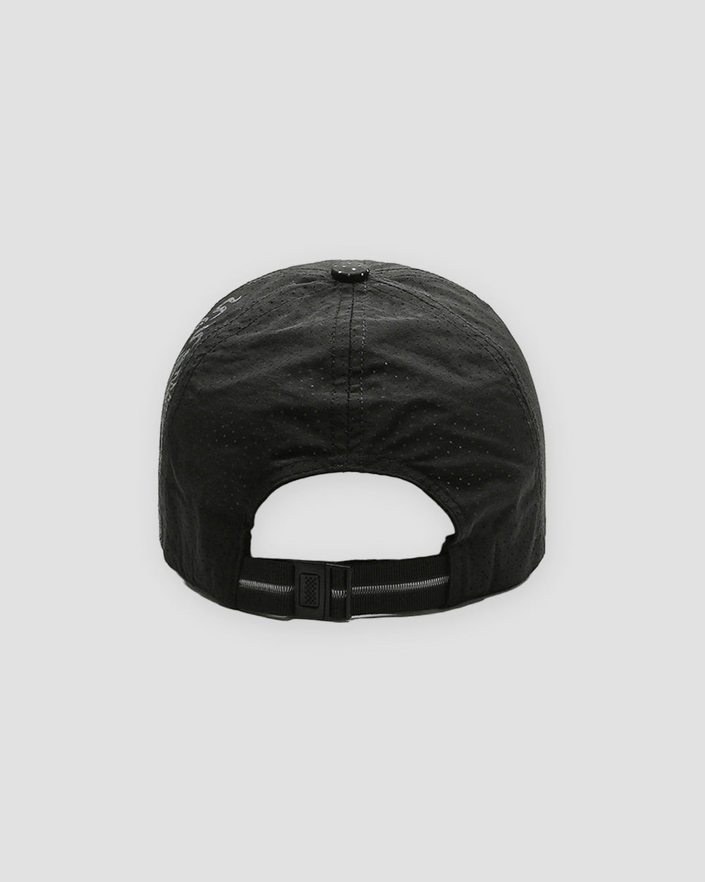 Black dragon print cap, back view of the adjustable strap