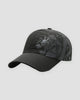 Black baseball cap with a gray dragon printed on the crown