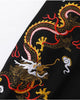 Close-up of the gold, red and white dragon embroidered down the sleeve