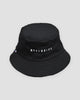 Black bucket hat with RECLUSIVE embroidered in white across the front