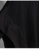 Close-up of the cargo-pocket panel layered over the sleeve of the black hoodie