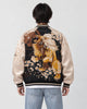 Model wearing the lion sukajan, back view of the embroidery