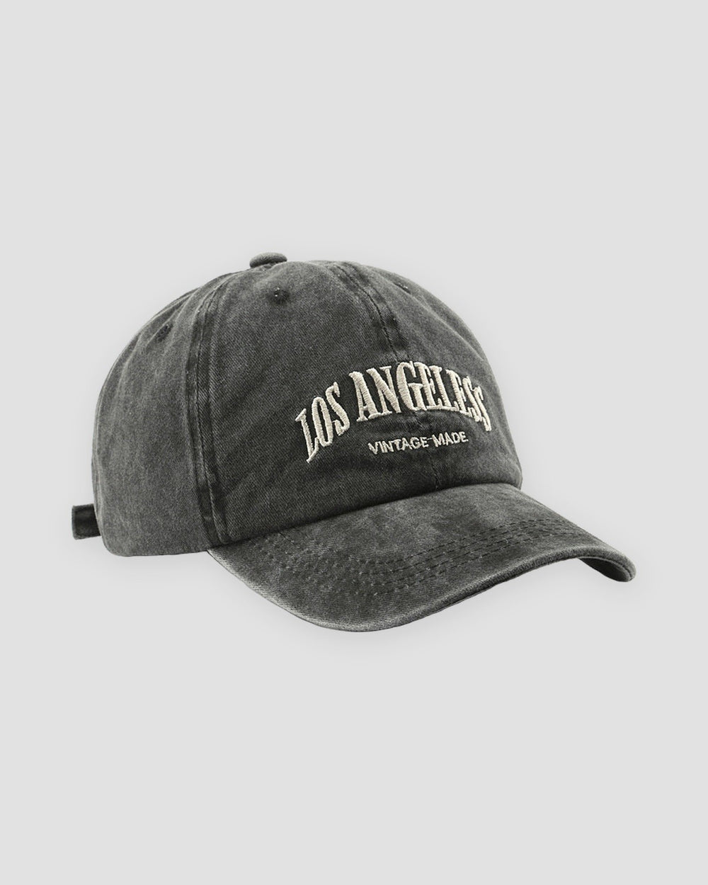 Washed gray Los Angeles dad cap, three-quarter view