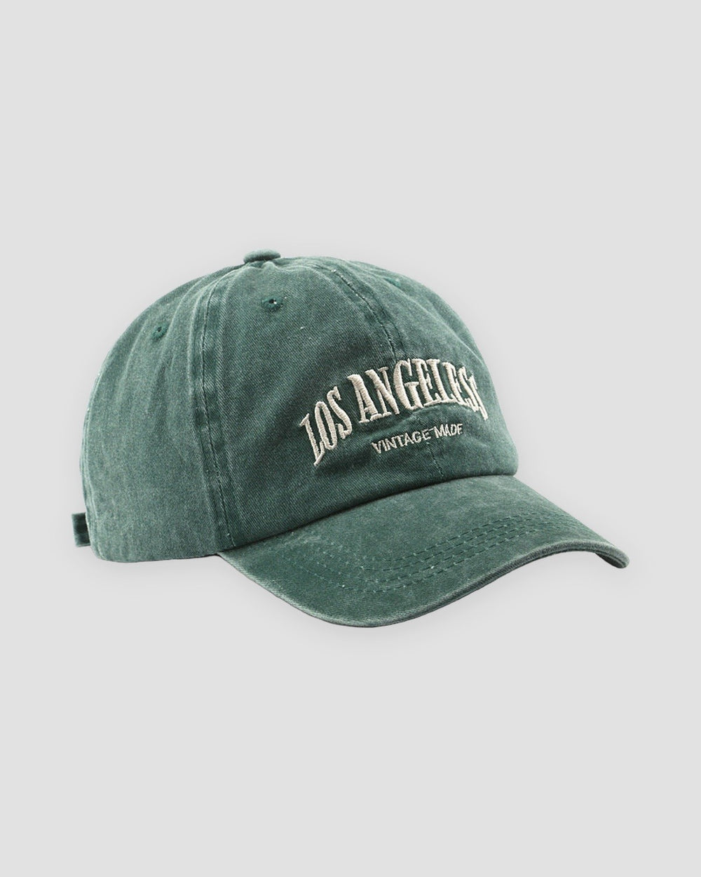 Washed green Los Angeles dad cap, three-quarter view