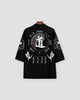 Back of the black haori with a gray circle, the character 道, two white cranes and trigram columns