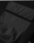 Close-up of the large flap pocket on the right chest of the black sweatshirt