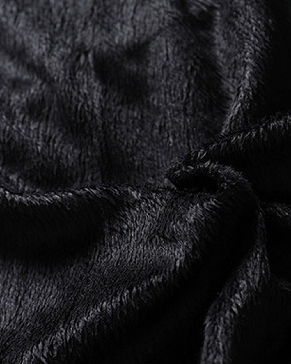 Close-up of the black short plush lining inside the biker jacket