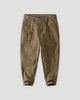 Khaki cuffed chinos with a tan cord and snap hook on the belt loop, flat view