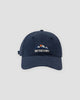 Navy blue mountain sunrise embroidered baseball cap, front view