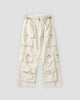 Beige multi-pocket wide-leg cargo pants, front view