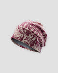 Wine red newsprint letter slouchy beanie