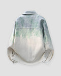 Green ombre shirt jacket, back view, green drips across the shoulders