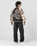 Model wearing the phoenix sukajan, three-quarter back view