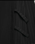 Close-up of the pinstripe side panel with two black tab straps