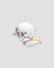 White plum blossom embroidered baseball cap with a black-stitched branch