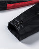 Close-up of the zipped cuff on the black jacket