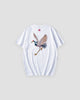 White T-shirt with a red-crowned crane embroidered across the back, back view