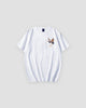 White T-shirt with a small crane embroidered on the front chest, front view