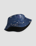 Navy astronaut and star chart print bucket hat, three-quarter view