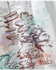 Close-up of the WONDERLEAD print and the cloud pattern on the sleeve