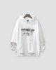 White hoodie, front view with a small WONDERLEAD tree print