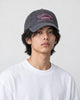 Model wearing the gray washed dad cap, front view