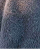 Close-up of the long, soft pile of the gray shaggy knit