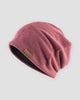 Dusty red slouch beanie with a small tan F&S patch on the side