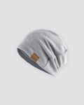 Light gray slouchy textured knit beanie