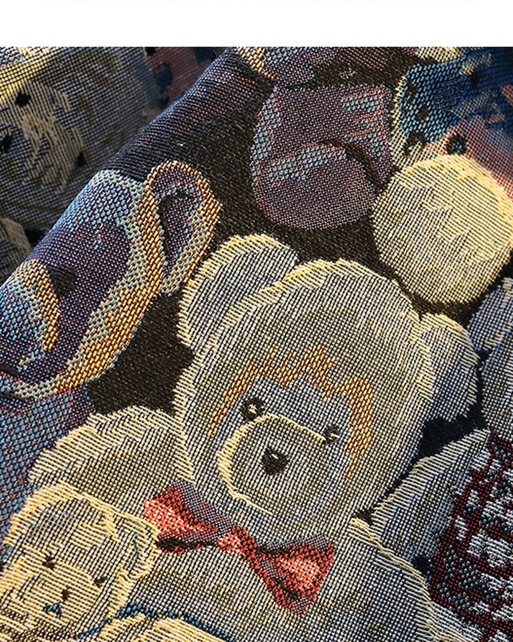 Close-up of the woven teddy bear jacquard
