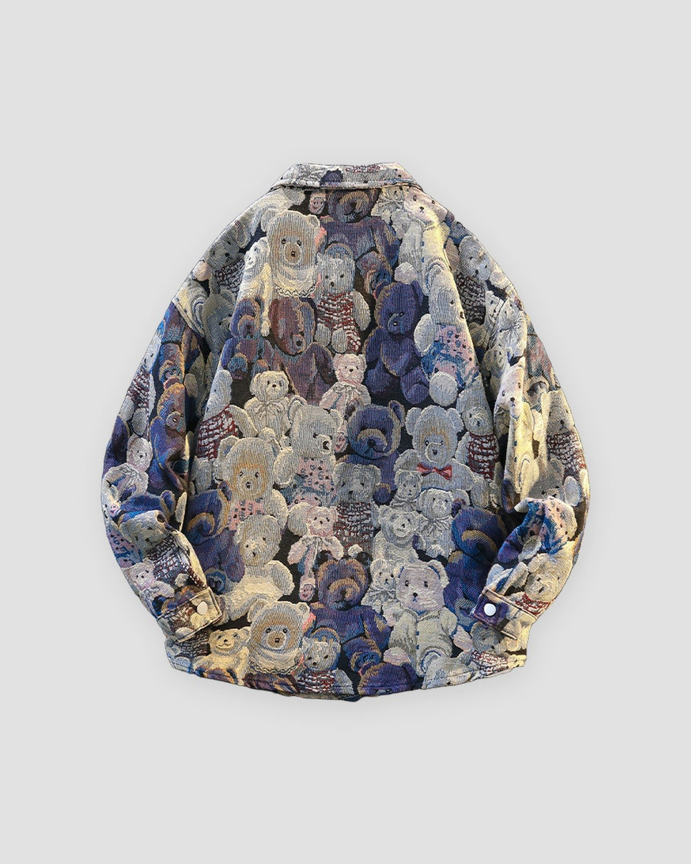 Teddy bear jacquard overshirt, back view