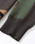 Close-up of the knitted sleeve pattern and ribbed cuff