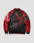Red and black tiger and dragon sukajan, back view, embroidered phoenix and tortoise