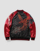 Red and black tiger and dragon sukajan, back view, embroidered phoenix and tortoise