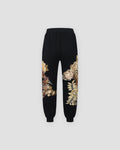 Black tiger dragon embroidered joggers, back view